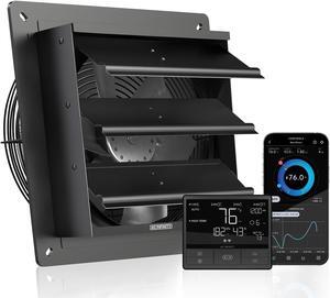 AIRLIFT S10, Shutter Exhaust Fan 10 with 10-Speed Controller, EC Motor - Wall Mount Ventilation and Cooling for Sheds, Attics, Workshops, and Greenhouses