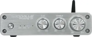 BLUAMP 21 Silver 2.1 Channel Bluetooth 5.1 Amplifier Receiver, 200W Peak/150W RMS, RCA/AUX Inputs, Passive Subwoofer Output, Compact Design for Home Audio