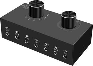 6-Channel 3.5mm Audio Switcher, 1 Input 6 Output Passive Stereo 1/8 Aux Selector Box for Speaker/Headphones/Laptop/Computer/Smartphone and PS4/PS5 Gaming System ect.