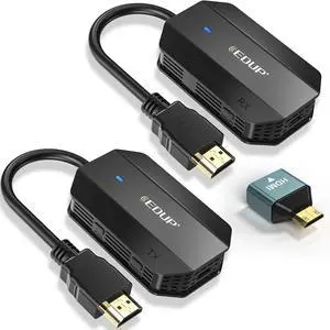 Wireless HDMI Transmitter and Receiver 4K Decode 1080P Output, Plug & Play, 328FT/100M Long Range Wireless HDMI Extender for Streaming Video/Audio to Monitor from Laptop/PC/HDTV/Projector/Camera