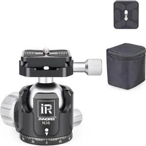 Low Profile Tripod Ball Head-INNOREL N44,Panoramic CNC Metal Camera Tripod Ball Head with Two 1/4" Screw Arca Swiss Quick Release Plates for Tripod,Monopod,DSLR,Camcorder,Max Load 55lbs/25kg