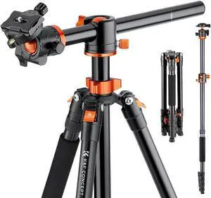 Concept 90 inch/230cm Ultra High Camera Tripod,Horizontal Overhead Shooting Travel Tripods with Metal Ball Head 10KG Load Capacity,Detachable Monopod, for Indoor and Outdoor Use T254A7+BH-28L