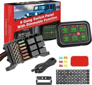 6 Gang Switch Panel Automatic Dimmable, Niwaker Universal Electronic Relay System Circuit Control Box On-Off LED Car Switch Panel Button Switch Pod Touch Switch Box for Truck ATV UTV Boat Wrangler