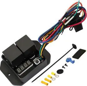 Digital Radiator Fans Controller Swith 12V and 24V, Adjustable Temperature Range Digital Electric Thermatic Fan Switch Kit (Part #0444)