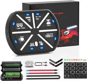 8 Gang Switch Panel Universal Circuit Control Relay System Box Automotive Rechargeable Remote Wireless Control Panel with On-Off Blue LED for Car Truck Boat UTV SUV RV