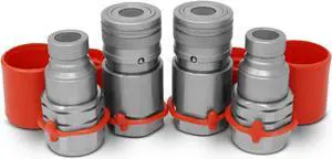 1/2" Skid Steer Flat Face Hydraulic Quick Connect Couplers/Couplings Set w/Dust Caps, 2 Sets