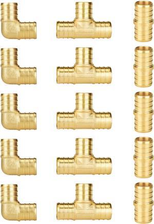 25-Pack 1 Inch PEX Fittings, Elbow(10pcs) Tee(5pcs) Coupling(10pcs), No Lead Brass Fittings, Pex Fittings 1 Inch Assortment For Pex B Pipe, UPC, NSF Certified