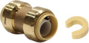 3/4-Inch Straight Coupling Push-Fit Brass Fittings to Connect Pex, Copper, CPVC Tube with a Disconnect Clip