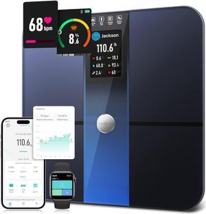 Smart Scale for Body Weight and Fat Percentage FSA HSA Eligible, 3.5" TFT Color Display High Precision Digital Bathroom Scale BMI Heart Rate 22 Body Composition Analyzer Sync with Fitness App