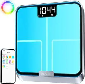 Smart Scale with RBG Lighting Platform, FSA HSA Store Eligible, Bluetooth Scale for Body Weight, Body Fat, BMI, Muscle Mass, Rechargeable, Elis Chroma