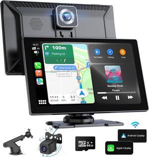 Wireless Carplay and Android Auto Touch Screen with 4K Dash Cam, Car Play Screen & Stereo, Hands Free Bluetooth, GPS Navigation, Mirror Link, Loop Recording, Voice Control