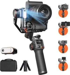 MT2 Kit Camera Stabilizer with AI Tracker/Magnetic Fill Light, All in One 3-Axis Gimbal Stabilizer for Mirrorless Camera Smartphone, Native Vertical Shooting