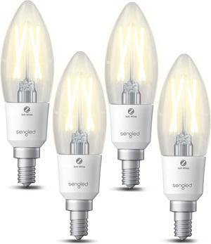 Zigbee Smart Light Bulbs, Smart Hub Required, Work with SmartThings and Echo with Built-in Hub, Voice Control with Alexa and Google Home, Soft White B11 Candelabra Light Bulbs 40W Eqv. 4 Pack