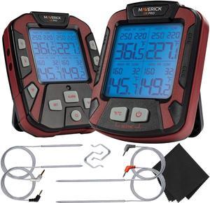XR-50 Extended (500FT Range, 4 Probe) Digital Remote Wireless BBQ, Meat & Smoker Thermometer, Black/Red and Z-Cloth Bundle