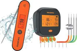 WiFi Grill Thermometer & Instant Read Thermometer IHT-1P, Rechargeable Digital BBQ Meat Thermometers with Alarm Timer Graph Calibration Magnet for Food Oven Smoker Kitchen