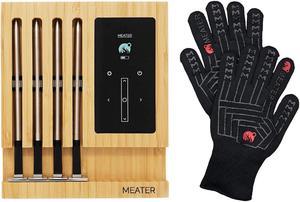 Block & BBQ Mitts Bundle | Premium WiFi Smart Meat Thermometer with Heat Resistant Gloves | Bluetooth to WiFi Range Extension | for The Grill, BBQ, Smoker, Rotisserie, Oven