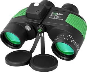 7X50 Marine Binoculars IPX7 Waterproof Binoculars for Boating with Illuminated Rangefinder and Compass BAK4 Prism FMC Military Floating Binoculars for Navigation Hunting w/Bag and Strap