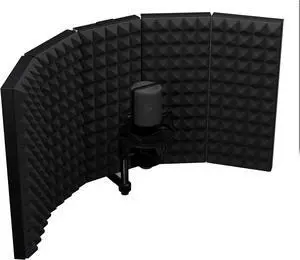 Professional Recording Microphone Isolation Shield - High-Density Acoustic Foam, Adjustable Foldable Design, Portable Sound Absorbing Panel for Studio Recording and Voiceovers