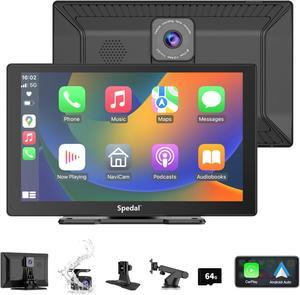 CL811 Car Play Screen with 2K Dash Cam, 9" Wireless Carplay Android Auto Portable Car Stereo, GPS Navigation, Car Audio Receivers with 1080P Backup Camera, Bluetooth,Mirror Link, AUX/FM