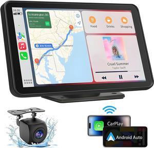 7" HD Portable Carplay Wireless Touch Screen Double Din Car Stereo Compatible  Carplay and Android Auto with GPS Navigation, Voice Control, Mirror Link, Bluetooth