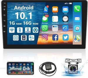 Android Car Stereo Double Din 10.1 Inch Car Radio 2.5D HD Touchscreen Head Unit with Bluetooth GPS Support WiFi FM Radio Dual USB Mirror Link SWC Backup Camera