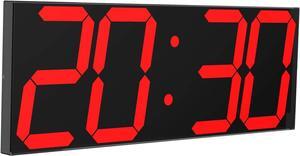 Digital LED Wall Clock, Oversize Wall Clock with 6 Numbers, Remote Control Count up/Countdown Timer Clock, Auto Dimmer, Big Calendar and Thermometer(Red)