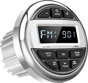 Bluetooth Marine Boat Radio Receiver: Waterproof Marine Gauge Stereo System - HD LCD Display AM FM Tuner MP3 AUX-in USB Built-in EQ