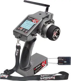 RC6GS V3 7 Channels RC Transmitter and Waterproof Gyro Receiver R7FG, 30 Models Storage 2.4Ghz Voltage Telemetry Surface Remote Radio Controller for RC Crawler, Drifting, Car and Boat