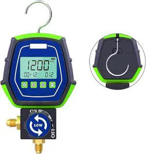 Digital HVAC Gauges,R410A R134A Digital Vacuum Pressure Manifold gauges Set with 90 Refrigerants Leak Detection Mode (Single Test Data)