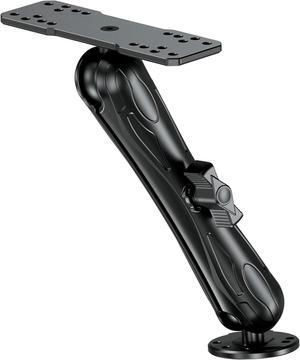 Aluminum Alloy Fish Finder Mount with C Size 1.5" Ball Rectangle Plate & Round Base, 9.1" Long Arm Marine Electronic Mount Compatible with Garmin, Lowrance, Humminbird, Raymarine and More