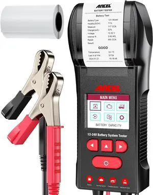 BST600 Car Battery Tester with Printer - 12V/24V, 100-2000 CCA, Digital Auto Battery Load Tester - Cranking and Charging System Test for Heavy Duty Truck, Marine, Motorcycles, RVs, SUVs, Boats