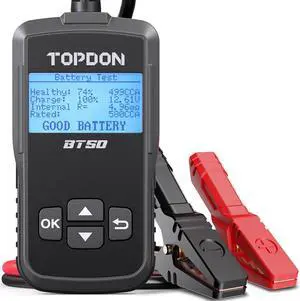 Car Battery Tester 12V, TOPDON BT50, Automotive 100-2000 CCA Battery Load Tester Cranking and Charging System Auto Test Scan Tool Digital Battery Alternator Analyzer (Upgraded Version of AB101)