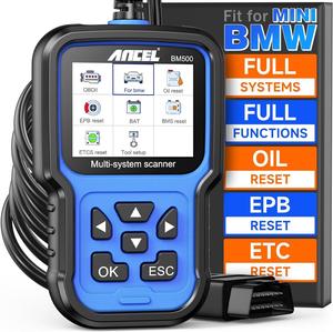 BM500 Battery Registration Tool Fits for BMW Mini - All Systems OBD2 Scanner with Engine, ABS, SRS, ESP, SAS System Diagnosis, Car Code Reader for CBS, EPB, ETC, BMS, PCM, Oil Reset