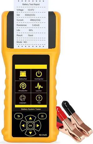 12V/24V 30-1700 CCA Auto Battery Load Tester, Cranking and Charging System Diagnostic Tool with Built-in Thermal Printer for All Cars11