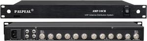 AMP-10CH 5 Way (10 Channel) UHF Wireless Antenna Distribution System for Wireless Microphone Systems,8 Outputs + 2 Cascade Ports.Antenna Splitter,Wireless Microphone Signal Amplifier