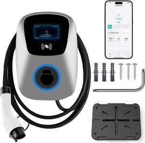 Level 1+2 EV Charger, 16Amp 110-240V, Portable SAE J1772 Electric Car Charger, Plug-in EV Charging Station for Home,21 Ft Level 2 Charger Cable NEMA 6-20Plug(Tesla Need Adapter)