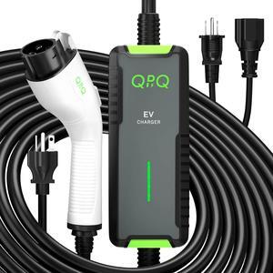 Level 1-2 EV Charger, 16 Amp 110-240V Portable Electric Car Charger, Electric Vehicle Charging Stations with NEMA 6-20 Plug & NEMA 5-15 Adapter for J1772, Level 2 EV Charger with 21 FT Cable