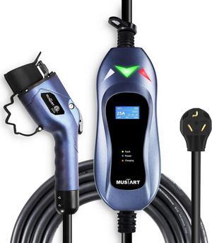 Level 2 Portable EV Charger (240 Volt, 25ft Cable, 25 Amp), Electric Vehicle Charger Plug-in EV Charging Station with NEMA 10-30P