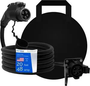 30ft 40amp J1772 EV Extension Cord, Made in USA - for Electric Vehicle Charging Stations, Carrying Bag, Ultra-Flex Cable, UL Listed Parts