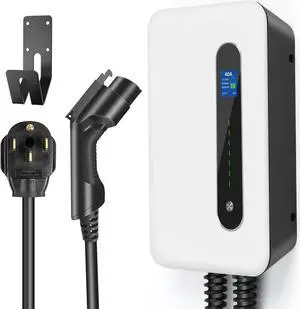 40A EV Charger Level 2 Station,9.6KW NEMA14-50 Wall Electric Vehicle Charging Station for Electric and Hybrid Vehicles with 20ft Charging Cable