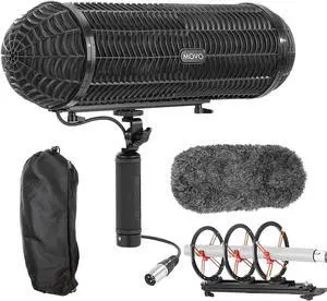 BWS1000 Blimp Wind & Vibration Protection System for Shotgun Microphones - Features 12-point Internal Shockmount, Integrated XLR Cable, Furry Deadcat Windscreen & Grip Handle with Boom Attachment