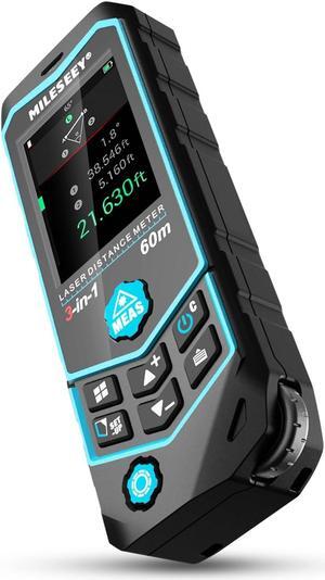 R2B 200ft Laser Measurement Tool with Built-in Wheel for Curved Measure, Laser Line Marking Funcation Measuring Tool with Angle Sensor, Pythagorean, Point to Point, Area and Volume Measure