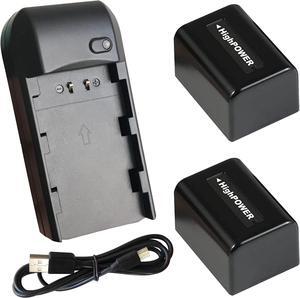 Camcorder Digital Video Camera Travel Charger and 2-Pack 3.7V 2000mAh NP-FV5 Plus Rechargeable Lithium Battery (NP-FV5 Plus/NP-FV5 Battery Charger)