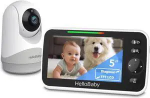 Monitor with Camera and Audio, 5'' Screen with 16-Hour Video Streaming, Remote Pan-Tilt-Zoom Camera, Two-Way Talk, VOX Mode, Auto-Night Vision, Range up to 960ft and No WiFi