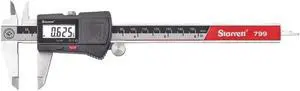 Stainless Steel Electronic Slide Caliper - 0-6" Range, .0005" Resolution, LCD Display, Fine Adjustment Thumb Wheel, in/mm Conversion - EC799A-6/150