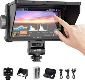 DC-550 Pro 5.5 inch Camera Field Monitor, 4K HDMI Touchscreen DSLR Camera Monitor with Battery Sunshade Hood, 1200 Nits 3D Lut 1920X1080 HD Focus Peaking Assist On Camera Video Monitor
