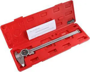 Industrial Tools 0-12'' by 0.001'' Black Face, Red Needle, Dial Caliper Stainless Steel in Fitted Box, P920-B212