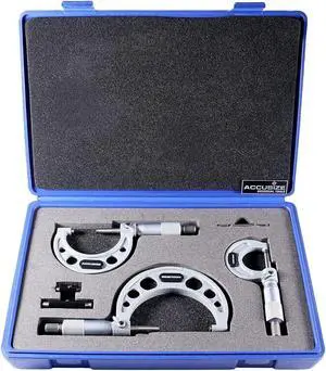 Industrial Tools 0-3 inch x .0001'' Ultra-Precision M-Type Outside Micrometers Carbide Tipped 3 Pc Set, EG00-0903