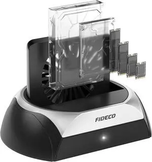 Hard Drive Docking Station, M.2 NVME SSD Docking Station with Cooling Fan, Support 2.5 and 3.5 inch SATA HDD SSD, and M.2 NVME SATA SSD, Ultimate Heat Dissipation