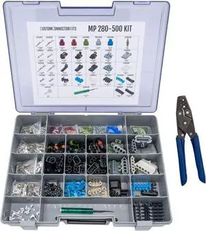 Connector Kit MP-280-500: Metri-Pack 280 Series Sealed Automotive Electrical Connectors 22-12 Gauge 500 Piece Kit (With T-18 Crimp Tool 24-14 AWG)